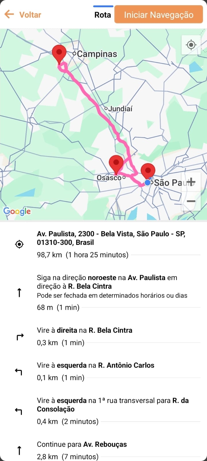 Roteirização e rotas no App Sellers
